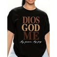 thumbnail image 2 of DIOS GOD ME" T-Shirt Col Rond Inspiré de la Foi pour Femmes - Manches Courtes Décontractées, Polyester Respirant, Lavable en Machine - Parfait pour Printemps & Fête des Pères, Fête des Mères, Nouvel An, Festival de Printemps, 2 of 8