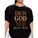 thumbnail image 2 of Camiseta de cuello redondo con la frase "DIOS GOD ME" para mujer, inspirada en la fe. Manga corta informal, algodón transpirable, lavable a máquina. Ideal para primavera y verano. Top deportivo inform, 2 of 7