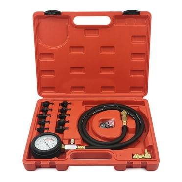 Necvior Oil Pressure Gauge Compression Tester with Adapters & Storage Box Mechanical Engine Compression Testing Kit 0-140 PSI