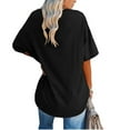 thumbnail image 4 of USSUMA Women's Casual V-Neck Half Sleeve Solid Loose Shirt Blouse Tops Black S, 4 of 9