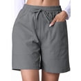 thumbnail image 3 of Omen Casual Shorts Drawstring Comfy Elastic Waist Shorts Summer Pull on Short with Pockets Grey M, 3 of 7
