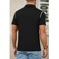 thumbnail image 3 of QDG Mens Polo Short Sleeve Shirt Casual Summer Classic Collared T-Shirt Basic Button Tee with Pocket BLack L, 3 of 8