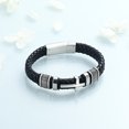 thumbnail image 4 of Mens Double-Band Black Braided Leather Bangle Bracelets Cremation Jewelry for Ashes Wristband Memorial Urn Bangle with Cross Charm, 4 of 6