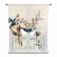 thumbnail image 2 of American Vintage Flowers Tie Up Curtain 45 Inches Long, Country Retro Text Texture Balloon Style Kitchen Window Curtain Over Sink, Small Window Rod Pocket Curtain 34"x45", 2 of 9