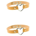 thumbnail image 2 of sweethay Collar colorido Estilo japonés Collares punk Gargantillas de cuero Diseño simple Colgante Corazón ajustable Gargantilla Amarillo Amarillo 2Conjunto, 2 of 6