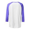 thumbnail image 7 of Tittly T Shirts for Women Tshirts Shirts Women Long Sleeve Round Neck Top Solid Color Color Matching Fashion Sleeves Casual T Shirt Summer Tops Basic Tees Purple XL, 7 of 7