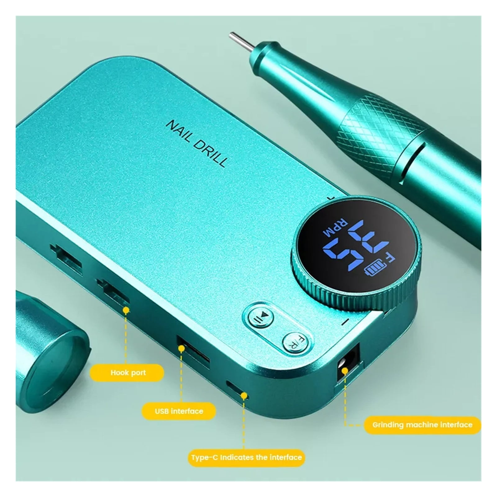 Electric Nail Drill Professional Nail Drill Kit for Acrylic Gel Nails Tools, Rechargeable Portable Nail File Manicure Pedicure