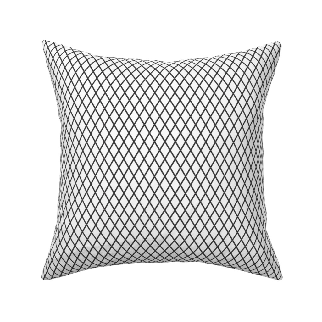 Square Throw Pillow, 18", Linen Cotton Canvas Diamond Geometric Black