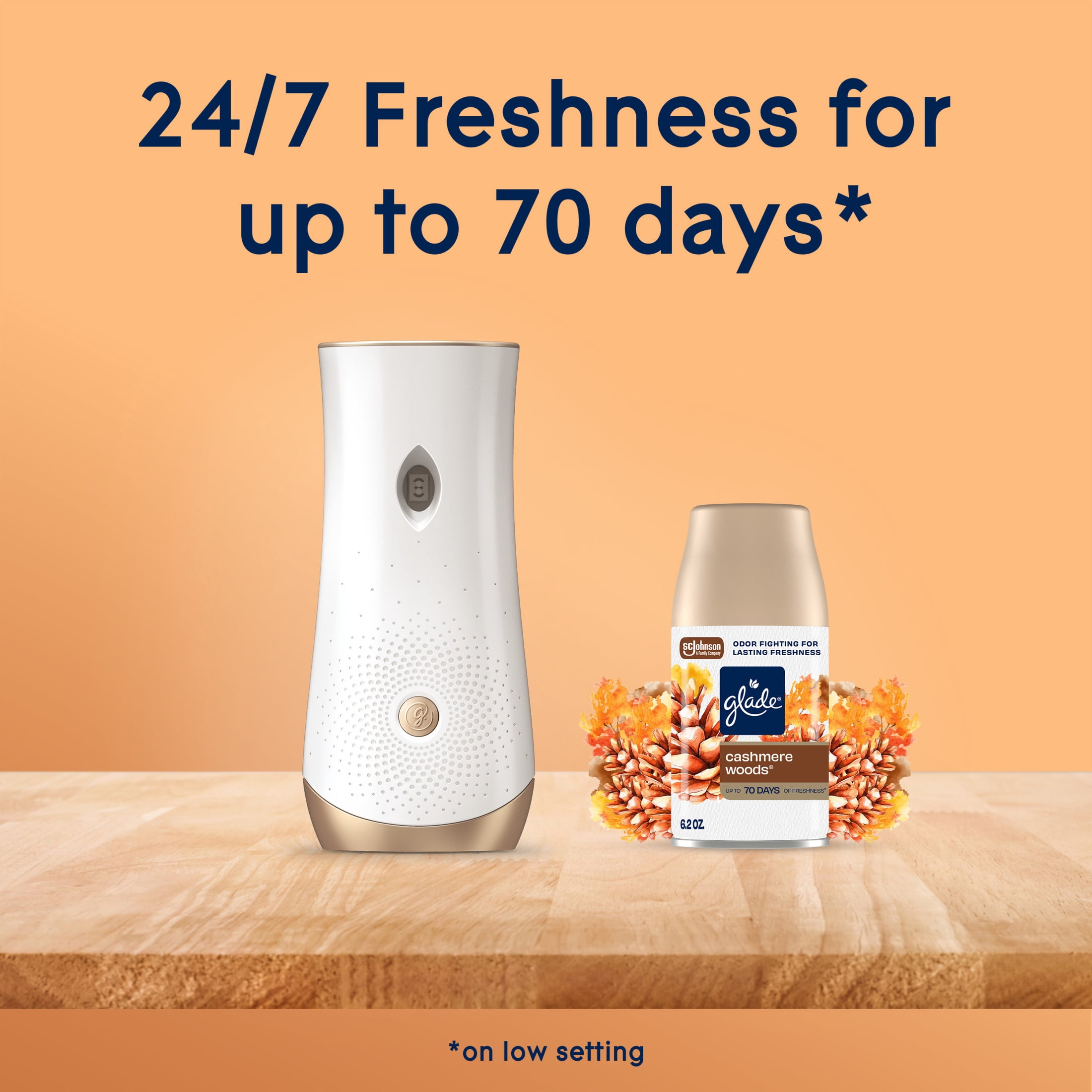 (4 pack) Glade Automatic Spray Air Freshener Starter Kit, Mothers Day Gifts, 1 Holder + 1 Refill, Cashmere Woods, Infused with Essential Oils, 6.2 oz