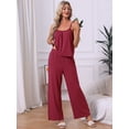 thumbnail image 2 of DARING DIVA Women's Cami Tank Top and Pants Pleated Pajama Sets with Pockets L Red, 2 of 6