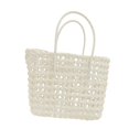 thumbnail image 2 of Bolso de mano tejido para mujer, moderno, portátil, con asa superior, ideal para ir de compras y citas. Blanco, 2 of 8