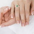 thumbnail image 2 of GemsNY May Birthstone - Three Stone Ring Emerald Cut Emerald with Prong Set Trapezoid Side Diamonds For Women (Grade - AA | 1.10cttw), 2 of 4