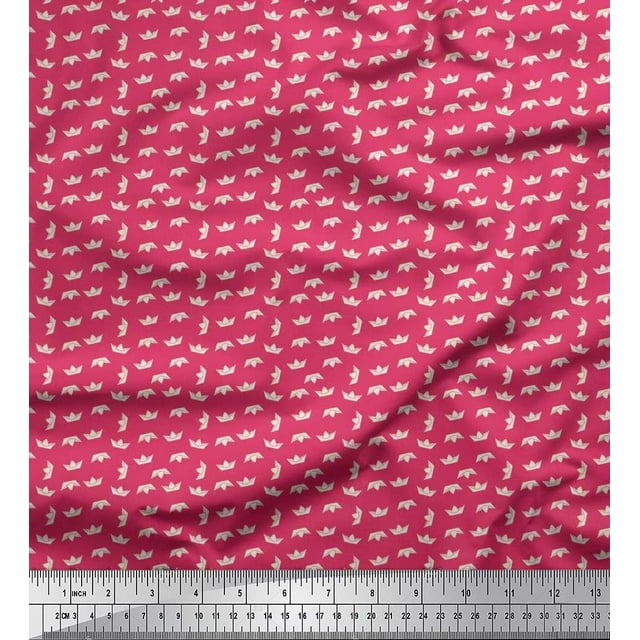 Soimoi Poly Georgette Fabric Paper Boat Art & Craft Decor Fabric Printed Yard 52 Inch Wide