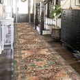 thumbnail image 6 of Washable Runner Rug, 2'3" x 14' Non-Slip Boho Vintage Hallway Rug Runner with Rubber Backing, Stain Resistant & Low Pile Faux Wool Distressed Carpet Runner for Bedroom, Kitchen, Laundry, Entrance, 6 of 6