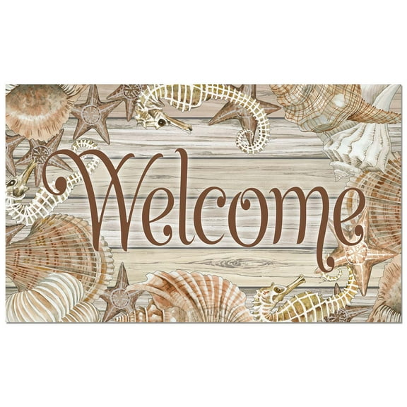 CounterArt "Shell Welcome" Indoor/Outdoor Entryway Floor Mat 29.5" by 17.75"