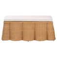 thumbnail image 6 of Miekor Furniture Scallop Natural Rattan Ottoman with Cushion - Handwoven Wicker Accent Bench for Living Room, Bedroom or Entryway, Coastal Boho Style Accent Furniture, Rectangle No.4518, 6 of 7