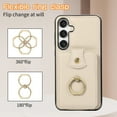 thumbnail image 6 of Phone Case for Samsung Galaxy A26 5G Wallet Cell Cover with Crossbody Strap, Ring Stand RFID Blocking Credit Card Holder Shockproof Drop Protective Case for Galaxy A26 5G Women Girls, Beige, 6 of 10