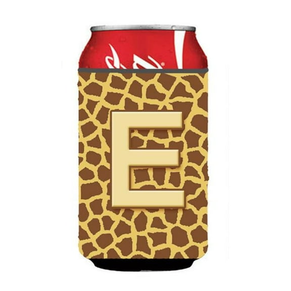 Letter E Initial Monogram - Giraffe Can Or Bottle  Hugger