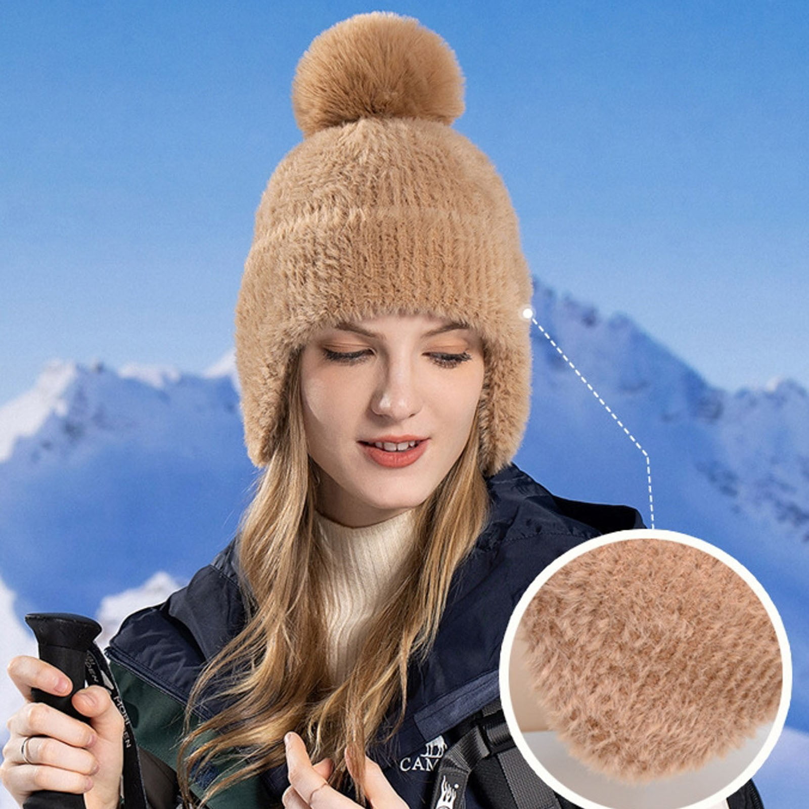 Tanhomme Hats, Winter Hats for Warm Thermal Fleece Lined, Thick Knit Fashion Cap for Guys Women's Fashionable And Versatile Dome Ear Knitted Hat To Keep Out The Cold