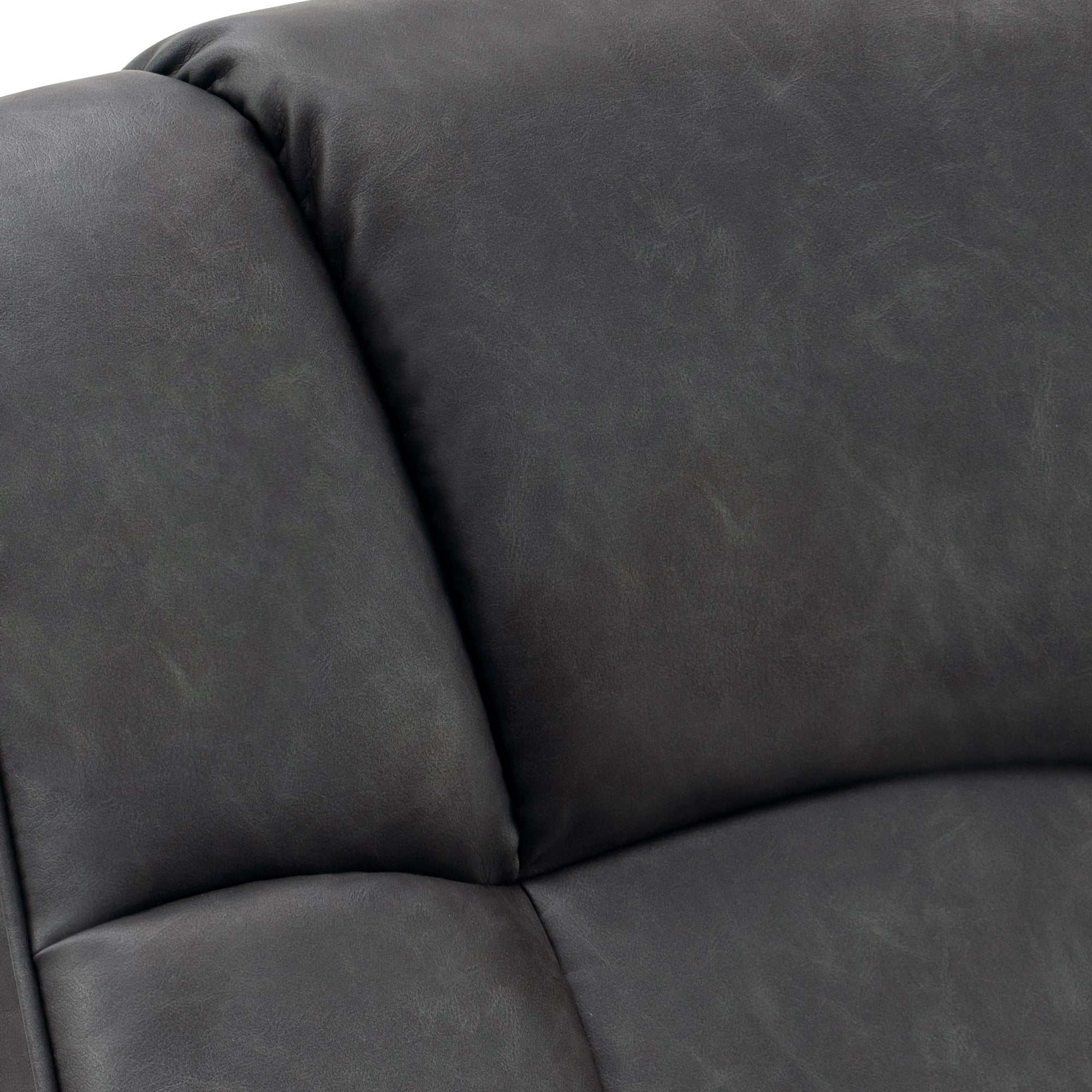 MCombo Swivel Recliner Chair with Wood Base and Ottoman, Faux Leather