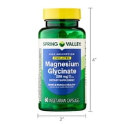 (3 pack) Spring Valley Magnesium Glycinate 200 mg Capsules, Supports Bone & Joint Health