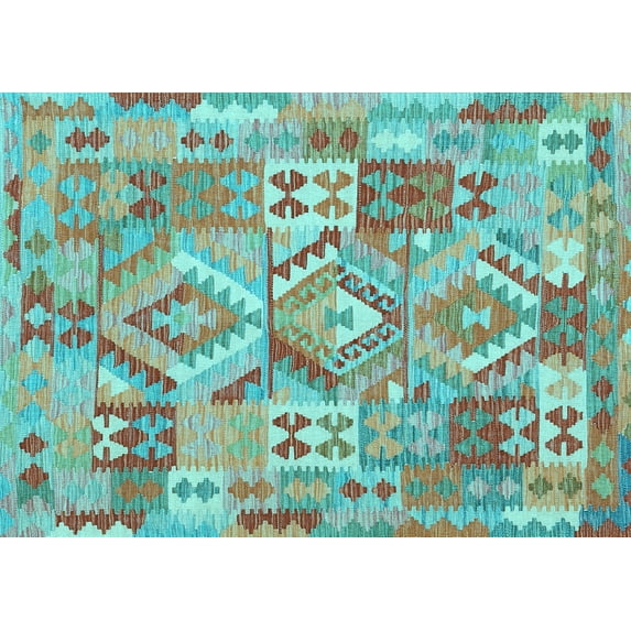 Ahgly Company Indoor Rectangle Southwestern Light Blue Country Area Rugs, 2' x 4'