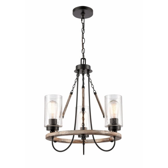 442-3CR-BK-SDY-Innovations Lighting-Paladin-3 Light Mini Chandelier in Farmhouse Style-22.68 Inches High Matte Black Finish with Seedy Glass