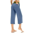 thumbnail image 4 of Wide Leg Cropped Pants for Women Casual Travel Work Sweatpants Loose Fit Summer Trousers with Drawstring Waist and Pockets, 4 of 5
