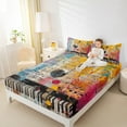 thumbnail image 4 of Manfei Musical Note Child Queen Sheet Sets, Watercolor Graffiti Art Flat Sheet, Pop Country Music Queen Fitted Sheet, Lightweight Room Decor, 4-Piece, 4 of 7