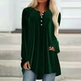 thumbnail image 2 of Womens Tshirts Long Sleeve Womens Tunic Tops Fall Pleated Button Dwon Velvet Loose Elegant Christmas Party Blouses Business Casual Green L, 2 of 4