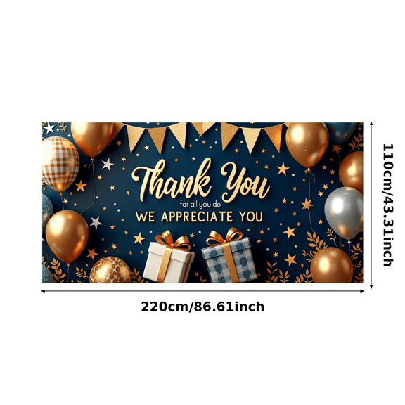 Decorative Design Thank You Banner Golden Theme Balloon Decoration Appreciation Banner for Office Party Employee Recognition Event