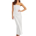 thumbnail image 2 of Summer Savings Clearance! Edvintorg Off Shoulder Satin Dress For Women Summer 2023 Fashion Chest Wrap Dresses Loose Sleeveless Zipper Solid Party Cocktail Party Long Dress White XXL, 2 of 7