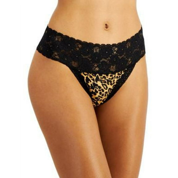 $15 Jenni Women's Lace-Trim Thong Underwear Beige Size XXXL