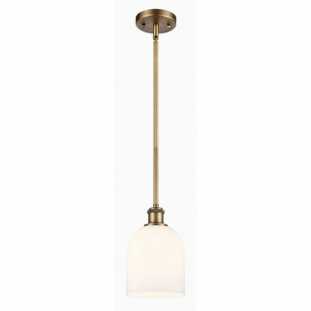 516-1S-BB-G558-6GWH Innovations Lighting Bella - 1 Light Stem Hung Mini Pendant In Industrial Style-9.5 Inches Tall and 5.5 Inches Wide-Brushed Brass