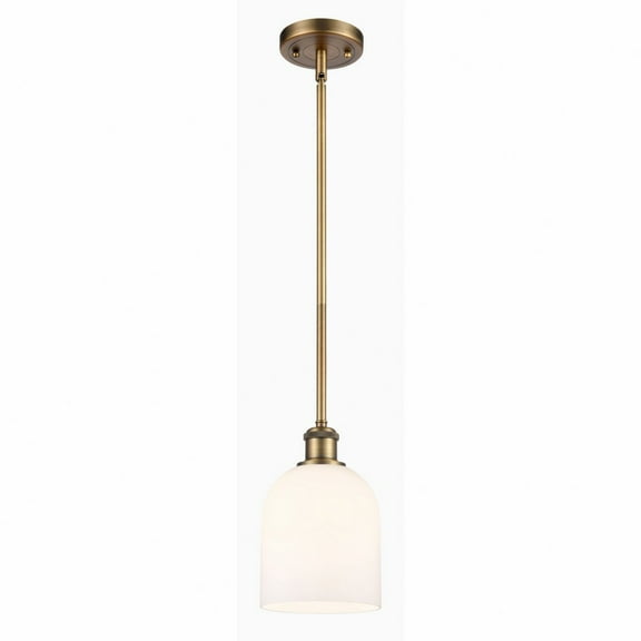 516-1S-BB-G558-6GWH Innovations Lighting Bella - 1 Light Stem Hung Mini Pendant In Industrial Style-9.5 Inches Tall and 5.5 Inches Wide-Brushed Brass