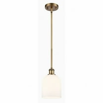 516-1S-BB-G558-6GWH Innovations Lighting Bella - 1 Light Stem Hung Mini Pendant In Industrial Style-9.5 Inches Tall and 5.5 Inches Wide-Brushed Brass
