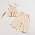 thumbnail image 4 of ITSAME Toddler Girls Summer Outfit Set, Ruffle Smocked Camisole and Pants Fashion Casual Clothes 2-Piece Beige Size 1-2, 4 of 8