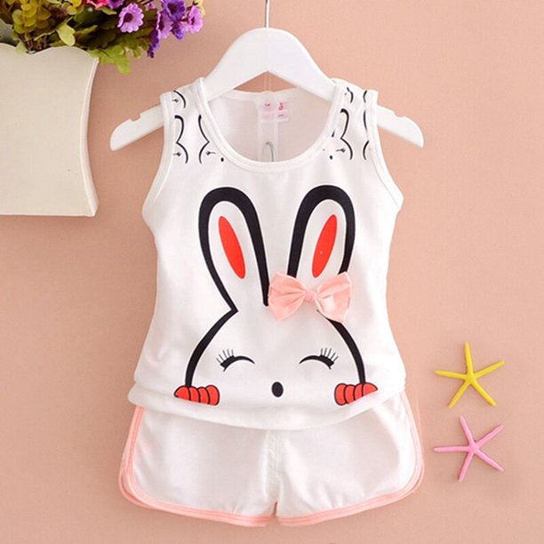 Conjunto de ropa de princesa de verano para niñas, ropa informal para niños, chaleco de Minnie de dibujos animados a la moda para bebés, Tops, pantalones cortos, chándales Outfits4T Gao Jinjia LED