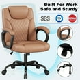 thumbnail image 5 of Misolant Office Chair, Executive Desk Chair, PU Leather Comfortable Executive Chairs with Fixed Armrest, Adjustable Height, Rocking Function, 360° Swivel Wheels, 5 of 6