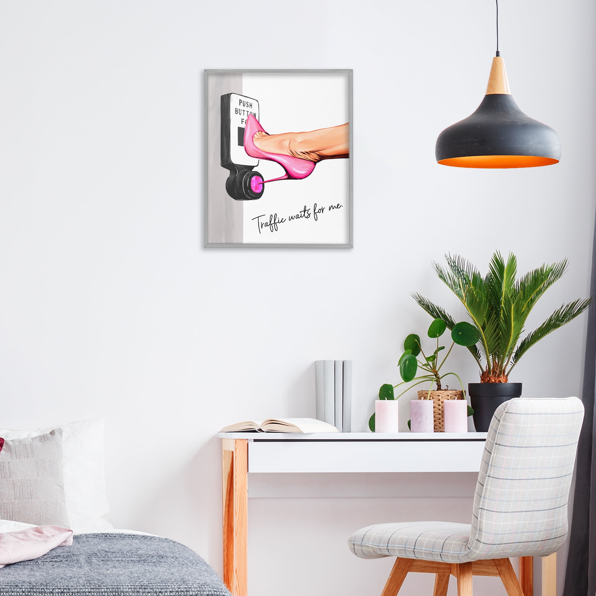Traffic Waits for Me Heels Gray Framed Giclee Art, design by Ziwei Li