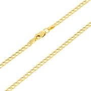 Nuragold 10k Real Yellow Gold Cuban Curb Link 2.5mm Chain Necklace (16"-26") Italian Jewelry for Men & Women