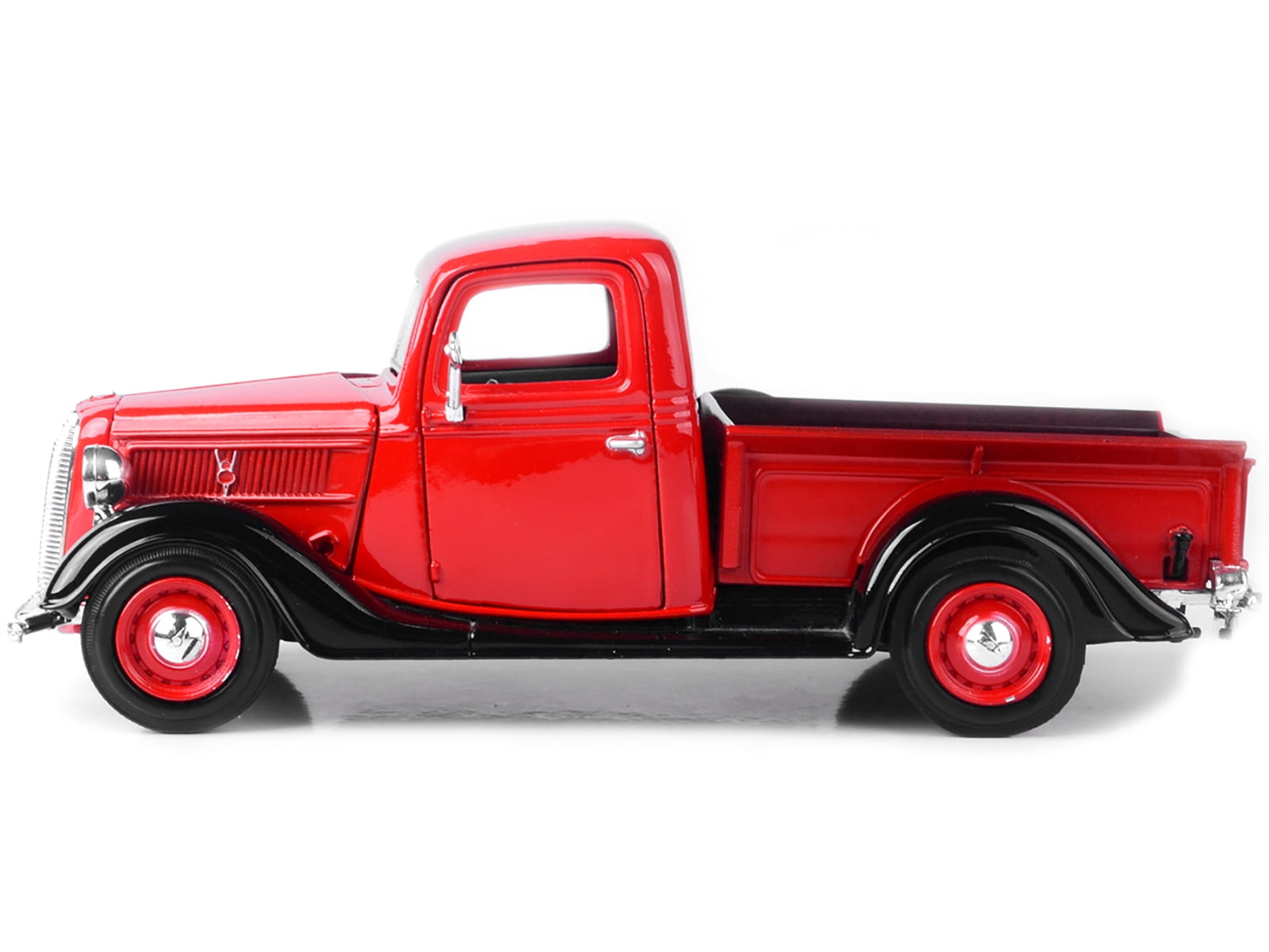 1937 Ford Pickup Truck Red and Black 1/24 Diecast Model Car