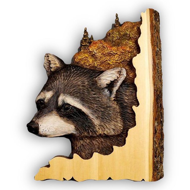 Artesanía de animales de madera Decoración montada en la pared Escultura colgante Estatua Adorno de arte 3D, Tipo 2 kenally HA008180-02B