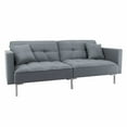 thumbnail image 2 of Furntsy Modern Linen Upholstered Futon Sofa Bed for Compact Living Space, Apartment, Gray, 2 of 9