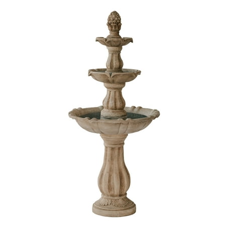 XBrand 51 H Fiber Resin Beige 3-Tier Freestanding Waterfall Fountain  Outdoor Garden  Yard  Lawn  Porch Décor