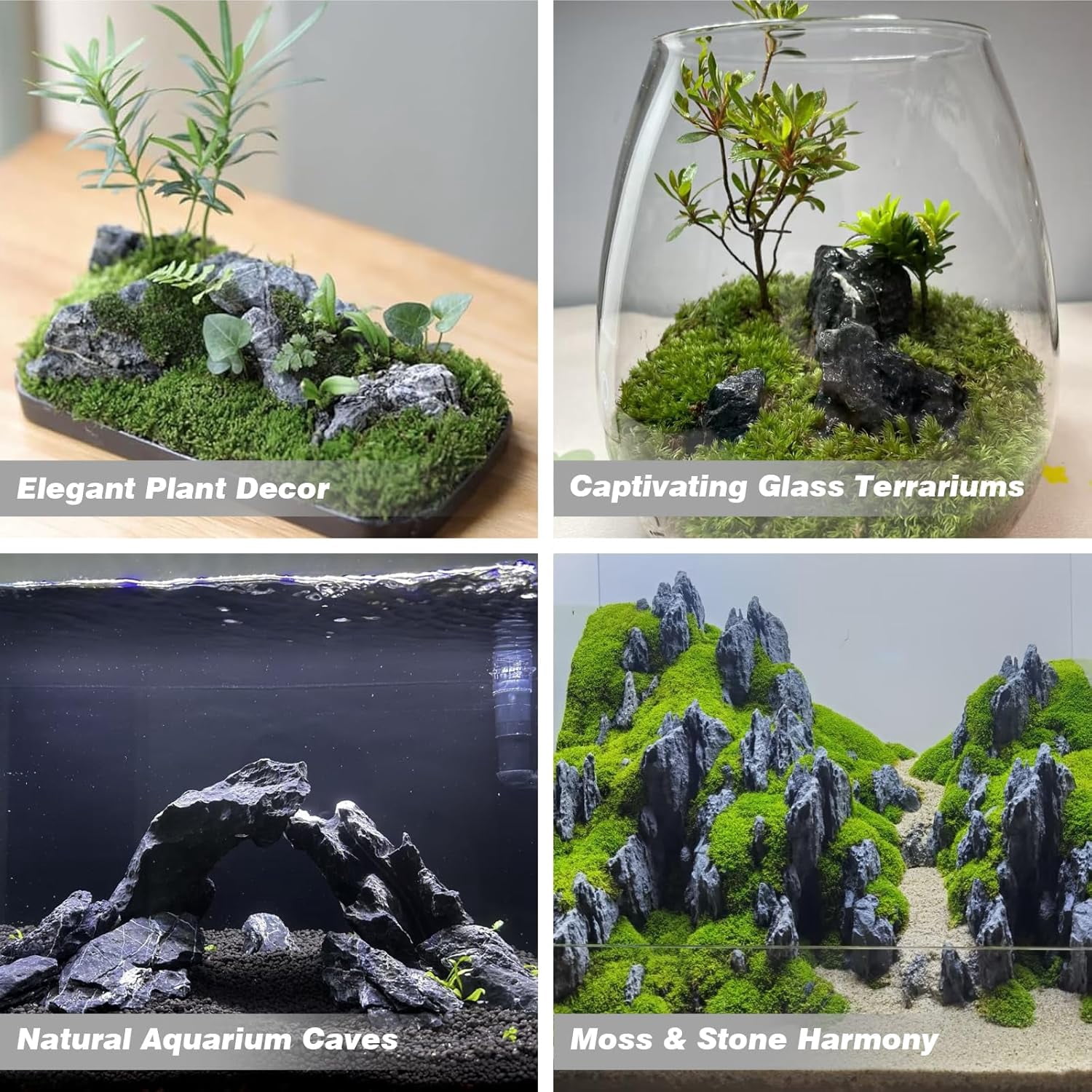 Aquarium Rocks Natural Seiryu Stone 20lb Aquascaping Rocks for Fish Tank Aquarium Landscaping Decoration Paludarium Amphibian Enclosures(3-10 Inches)
