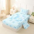 thumbnail image 2 of Manfei Kids Blue Letter Monogrammed H Twin Sheet Sets 3pcs,Cartoon Bowknot Stripes Bedding for Teens Girls,Breathable Home Decor, 2 of 5
