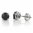 thumbnail image 2 of Pompeii 2 1/2ct Black Diamond Screw Back Studs Womens Earrings 14K White Gold (Black,VS), 2 of 3