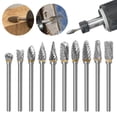 thumbnail image 2 of Kit de rebabas de 10 piezas: herramienta rotativa de vástago milimétrico de 3 × 6 mm para amoladora, carpintería, pulido de metales, perforación de grabado, plata, 2 of 5