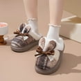 thumbnail image 2 of Amidoa Furry Womans Slippers Bronze House Indoor Memory Foam Bow Plaid Winter Slippers Slides for Women 40, 2 of 9